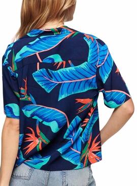 Camisa Superdry Beach Azul Para Mujer