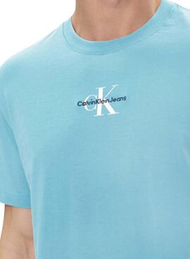 Camiseta Calvin Klein Jeans Monologo Azul Para Hombre