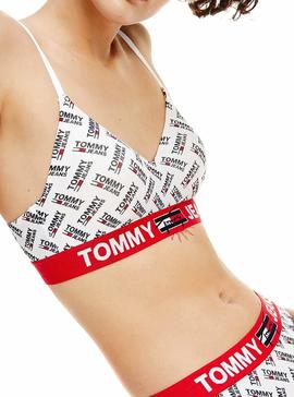 Bralette Tommy Jeans Lift Print Blanco Para Mujer