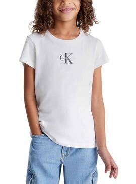 Camiseta Calvin Klein Micro Monogram Blanco Niña