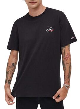 Camiseta Tommy Jeans Small Flag Negro Hombre 