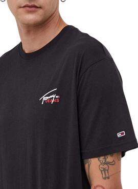 Camiseta Tommy Jeans Small Flag Negro Hombre 
