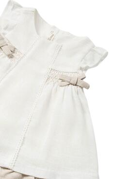 Vestido Mayoral Nido De Abeja Blanco Para Bebé