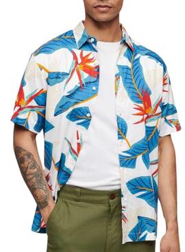 Camisa Superdry Hawaian Azul Para Hombre