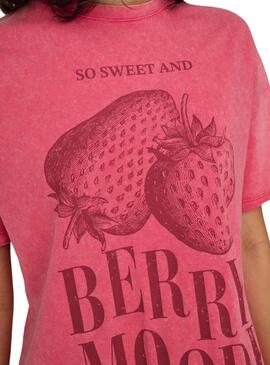 Camiseta Only Kinna Fruit Fucsia Para Mujer