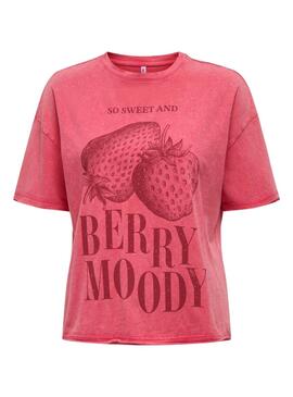 Camiseta Only Kinna Fruit Fucsia Para Mujer