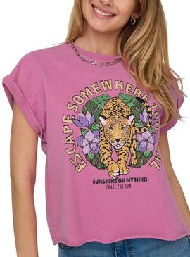 Camiseta Only Lucinda Rosa Para Mujer
