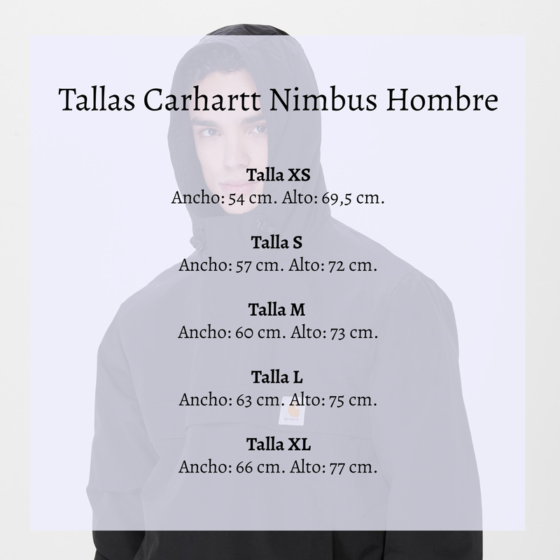 Tallas de la cazadora Carhartt Nimbus para Hombre