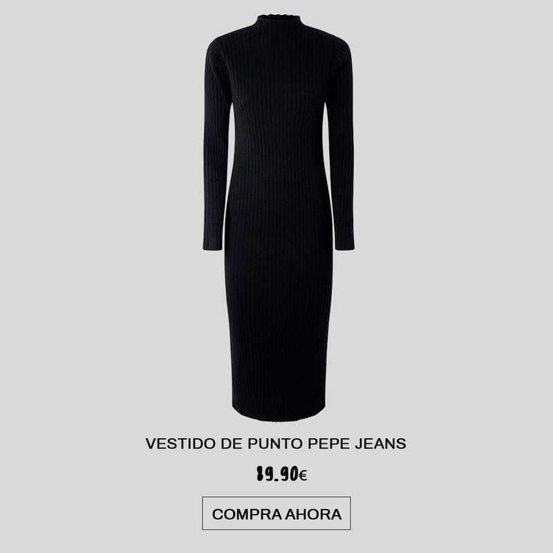 Vestido de punto negro para usar todos los días