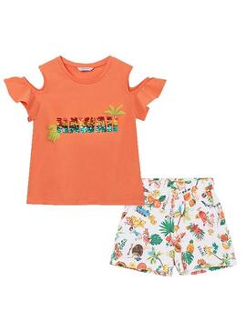 Conjunto Mayoral Hawai Naranja Para Niña