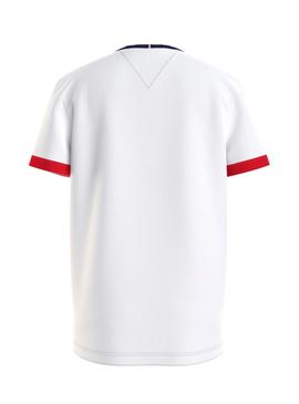 Camiseta Tommy Hilfiger Ringer Blanco Para Niño
