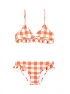 Bikini Mayoral Triangulo Volante Naranja Para Niña