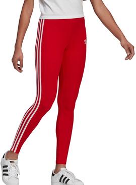 Mallas Adidas Adicolor Classics 3Bandas Rojo Mujer