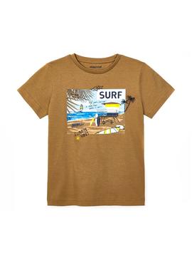 Camiseta Mayoral Surf Playa Marrón Para Niño