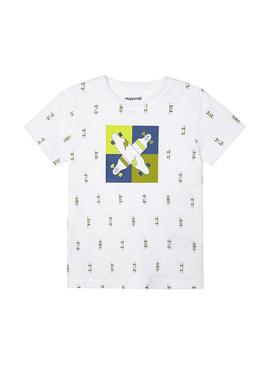 Camiseta Mayoral Ecofriends Monopatin Blanco Niño