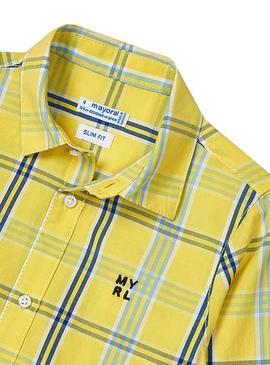 Camisa Mayoral Cuadro Amarillo Para Niño