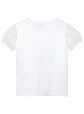 Camiseta Mayoral Mangas Plumeti Blanco Para Niña