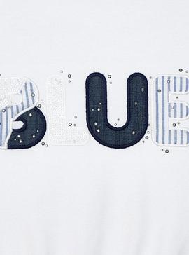 Camiseta Mayoral Aplique Blue Blanco Para Niña