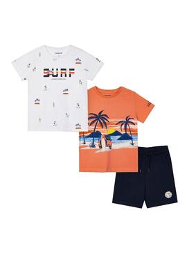 Conjunto Mayoral 2 Camisetas Naranja Para Niño