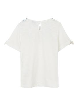 Camiseta Mayoral Hojas Cuello Blanco Para Niña
