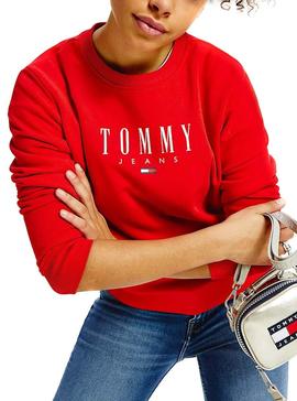 Sudadera Tommy Jeans Essencial Logo Rojo Mujer