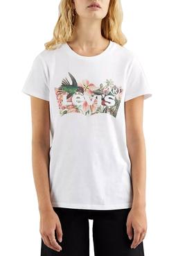 Camiseta Levis Batwing Tropical Blanco Para Mujer