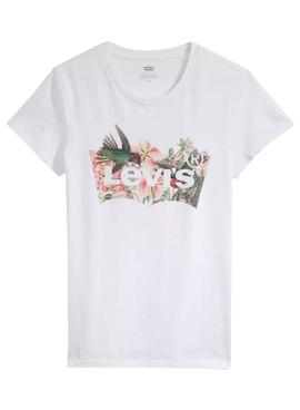 Camiseta Levis Batwing Tropical Blanco Para Mujer