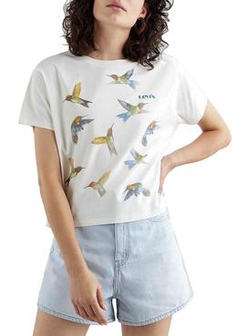 Camiseta Levis Graphic Varsity Blanco Para Mujer