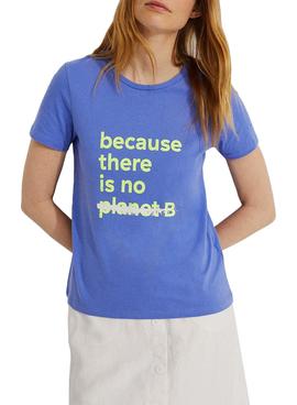 Camiseta Ecoalf Underlined Because Azul Para Mujer