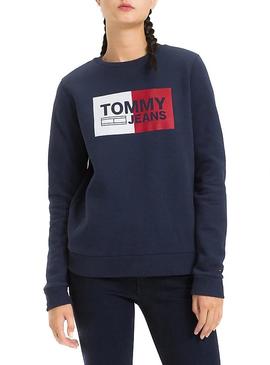 Sudadera Tommy Jeans Essential Logo Marino Mujer