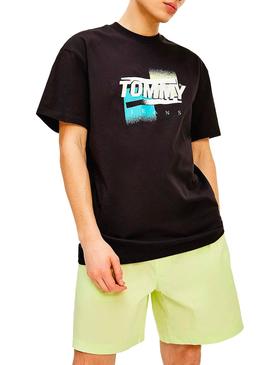Camiseta Tommy Jeans Faded Graphic Negro Hombre