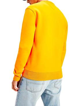 Sudadera Tommy Jeans Logo Crew Amarillo Hombre