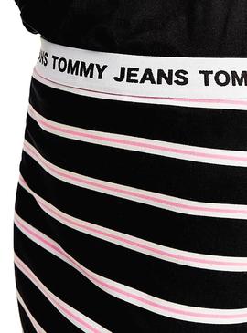 Falda Tommy Jeans Stripe Bodycon Negro Para  Mujer