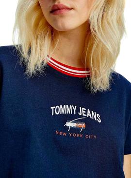Camiseta Tommy Jeans Timeless Azul Marino Mujer