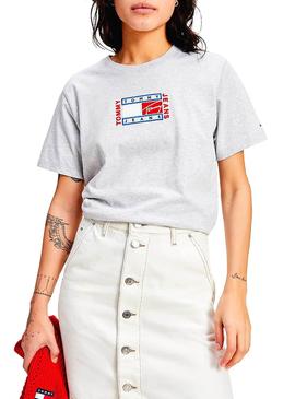 Camiseta Tommy Jeans Timeless Gris Para Mujer
