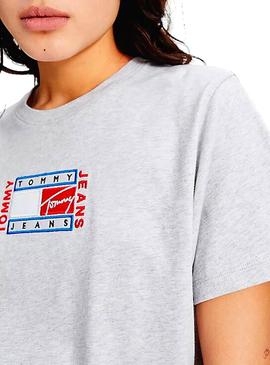 Camiseta Tommy Jeans Timeless Gris Para Mujer