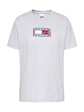 Camiseta Tommy Jeans Timeless Gris Para Mujer