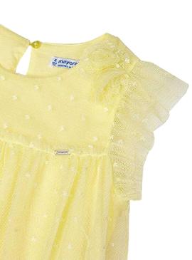 Vestido Mayoral Tul Plumeti Amarillo Para Niña