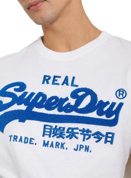 Camiseta Superdry Chemille Tee Blanco Para Hombre