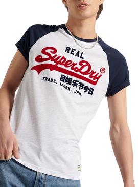 Camiseta Superdry Duo Raglan Blanco Para Hombre