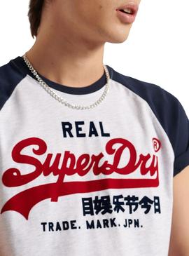 Camiseta Superdry Duo Raglan Blanco Para Hombre