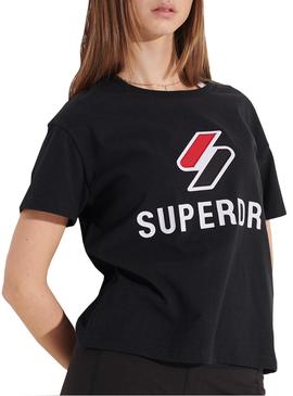 Camiseta Superdry Sportstyle Classic Negro Mujer