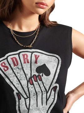 Camiseta Superdry Military Logo Negro Para Mujer