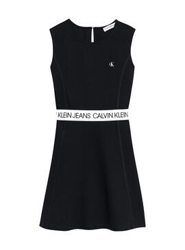 Vestido Calvin Klein Logo Tape Negro Para Niña