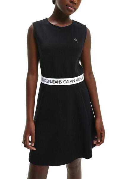 Vestido Calvin Klein Logo Tape Negro Para Niña