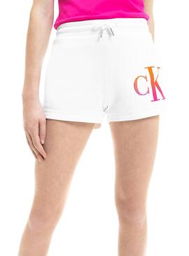 Short Calvin Klein Gradient Logo Blanco Para Niña