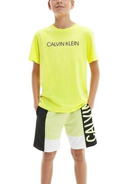 Camiseta Calvin Klein Institutional Amarillo Niño