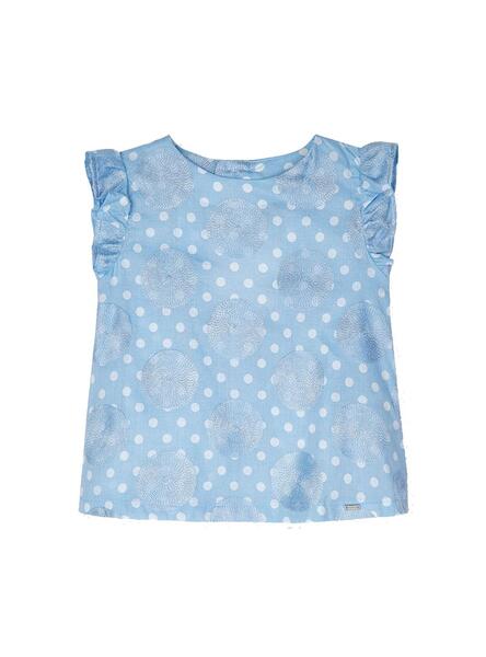 Blusa Mayoral Bordado Celeste Para Niña