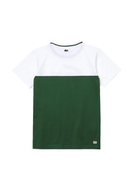 Camiseta Lacoste Bicolor Estampado Verde Para Niño