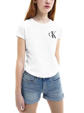 Camiseta Calvin Klein Chest Monogram Blanco Niña